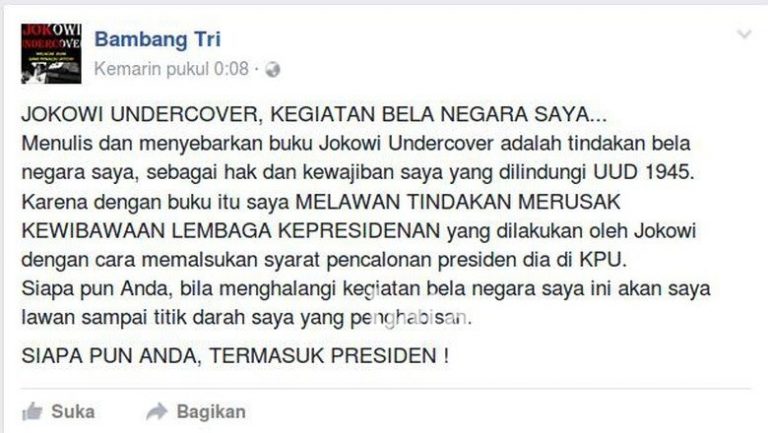 Mengenal Bambang Tri Mulyono, Penulis Buku Jokowi Undercover yang Ditangkap Polri