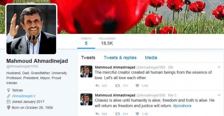 @Ahmadinejad1956 Akun Resmi Twitter Mahmud Ahmadinejad