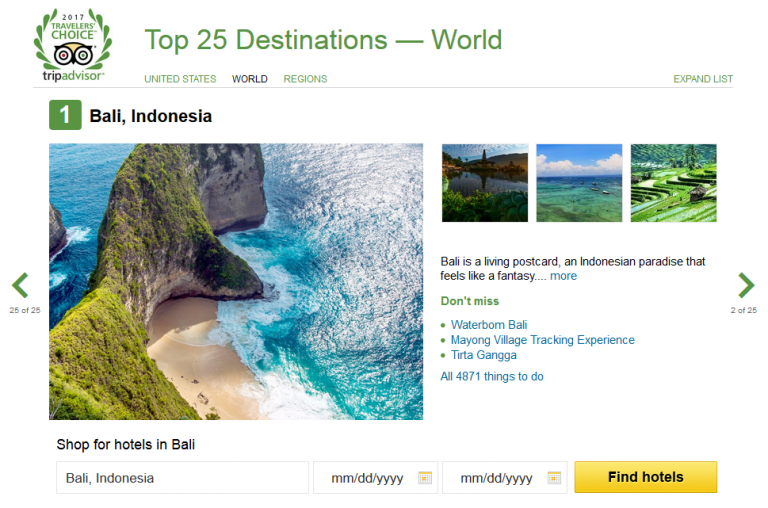 Travellers’ Choice Award 2017 untuk Bali