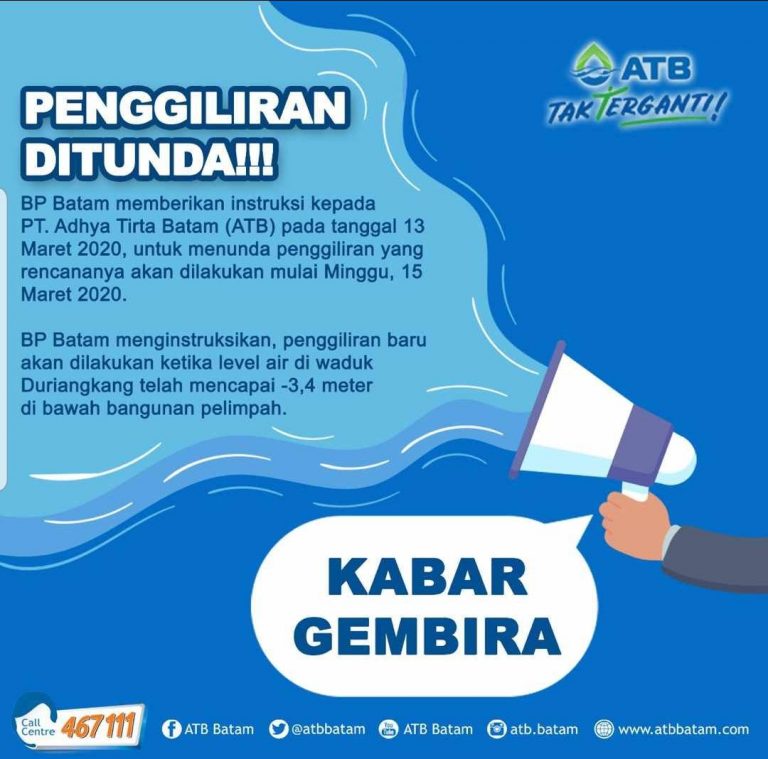 Pengumuman, Penggiliran Air Bersih Ditunda