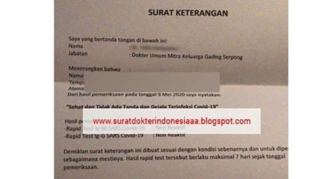 Polisi Tangkap Pelaku Jual Beli Surat Bebas Covid-19 Online
