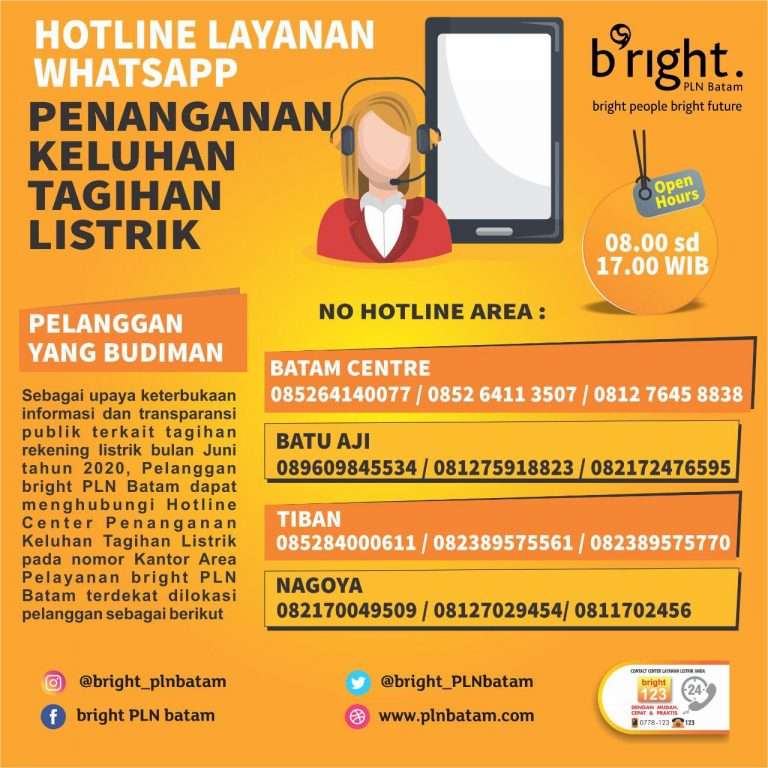 Ini Nomor Hotline Layanan Whastapp bright PLN Batam