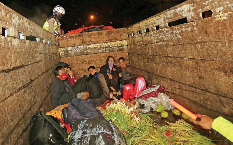 Pemudik Ketahuan Nebeng Truk Sayur, Batal Mudik Deh