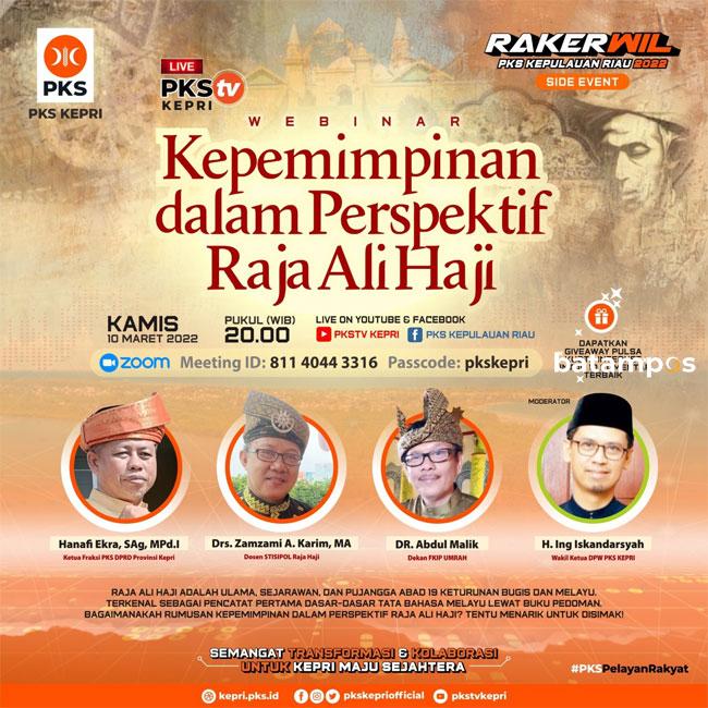 DPW PKS Kepri Gelar Webinar Tentang Kepemimpinan dalam Perspektif Raja Ali Haji