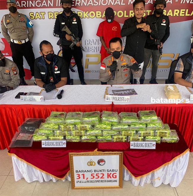 Polresta Barelang Gagalkan Penyelundupan 53,55 Kilogram Sabu