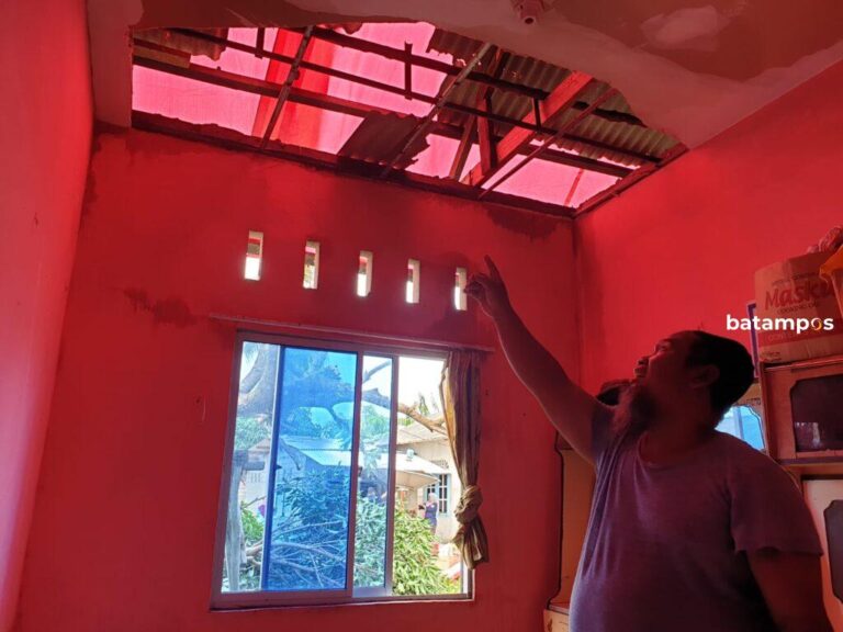 Pohon Mangga Jatuh ke Rumah Saleh di Kampung Kawal Pantai, Bintan