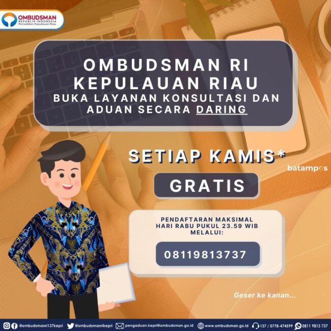 Ombudsman Kepri Buka Layanan Konsultasi Daring