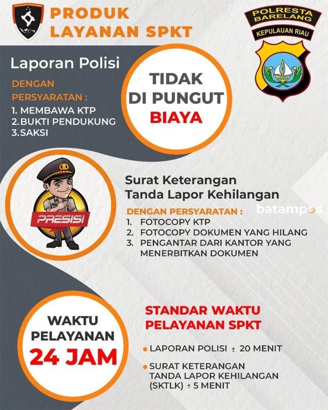 Diminta Bayar Saat Laporan Polisi dan Kehilangan di SPKT,  Adukan ke Propam Polresta Barelang