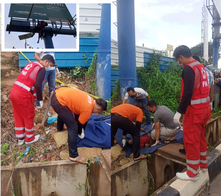 Seorang Pria Tewas Tergeletak di Baliho