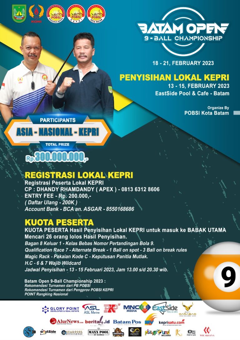 Senin, Babak Penyisihan Batam Open 9 Ball Championship Digelar 