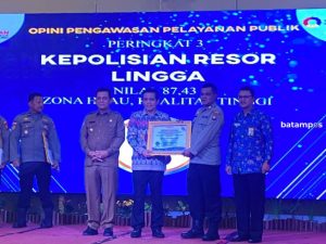 Lembaga Terbaik ke 3 Pelayanan Publik, Polres Lingga Raih Penghargaan dari Ombdusman RI