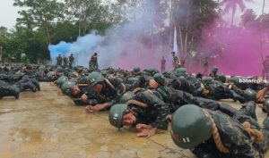 Meski Diguyur Hujan, Upacara Pembukaan Pendidikan Siswa Dikmaba dan Dikmata Tetap Berlangsung di Mako Satdik-1 Tanjunguban