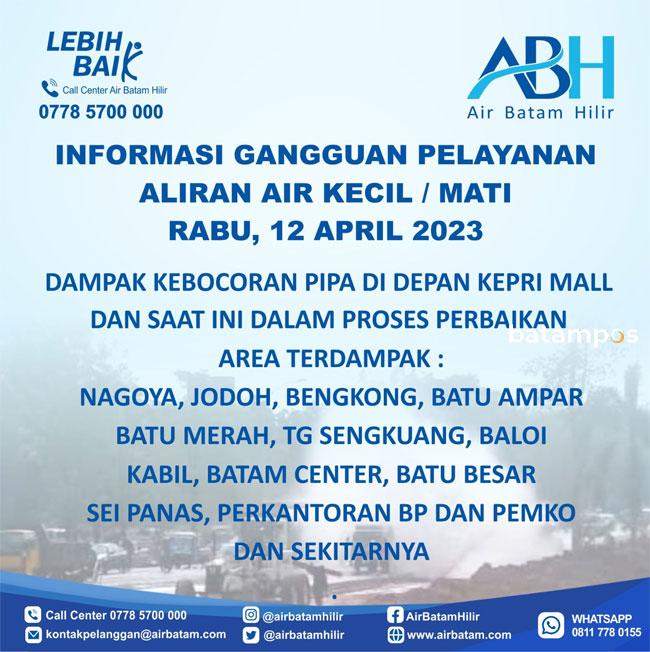 Pipa DN 600mm Bocor di Depan Kepri Mall, PT ABH: Mohon Maaf Atas Ketidaknyamanan yang Terjadi