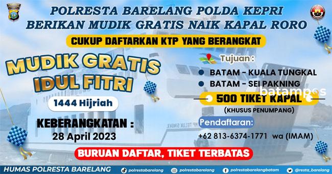 Polresta Barelang Berikan Tiket Mudik Kapal Roro Gratis, Silahkan Daftar di 081363741771