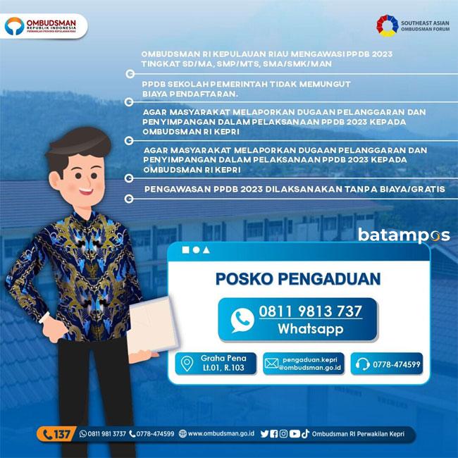 Ombudsman Buka Posko Pengaduan PPDB 2023, Silahkan WA ke 08119813737