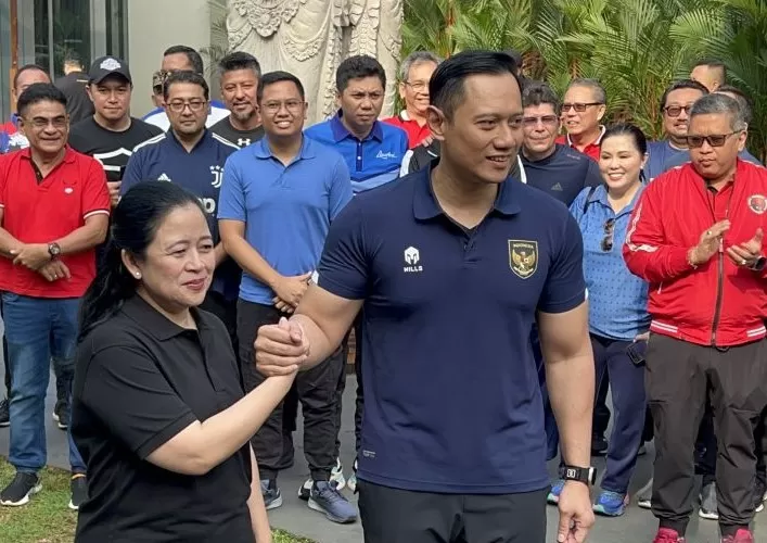 Puan Maharani dan AHY Bertemu di GBK usai Olahraga Pagi