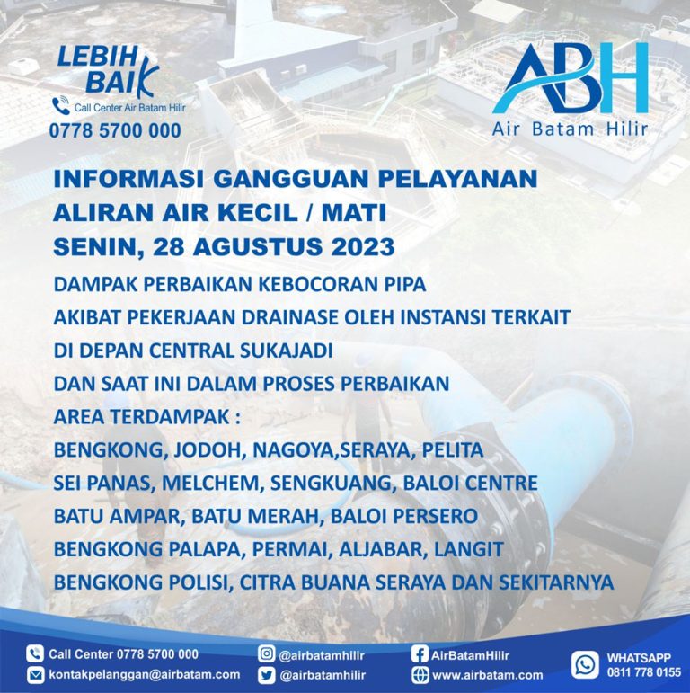 Info Air Hari Ini: Kawasan Bengkong dan Sekitarnya Terdampak Pipa Bocor