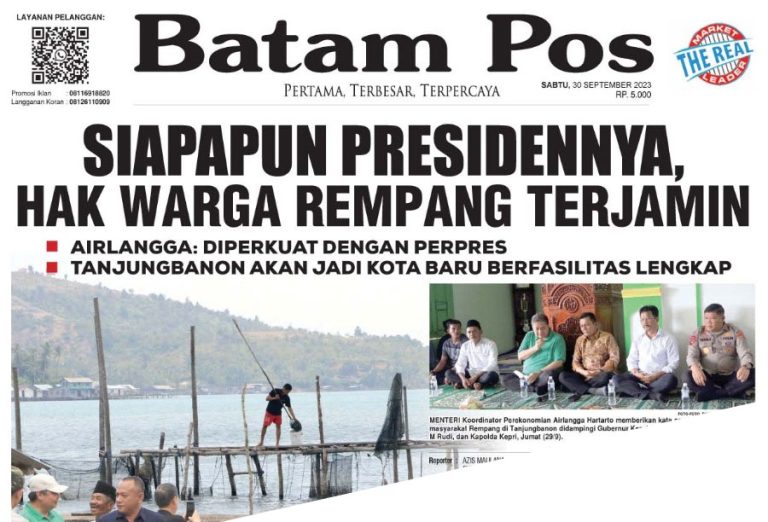 Siapapun Presidennya, Hak Warga Rempang Terjamin, Airlangga: Diperkuat dengan Perpres