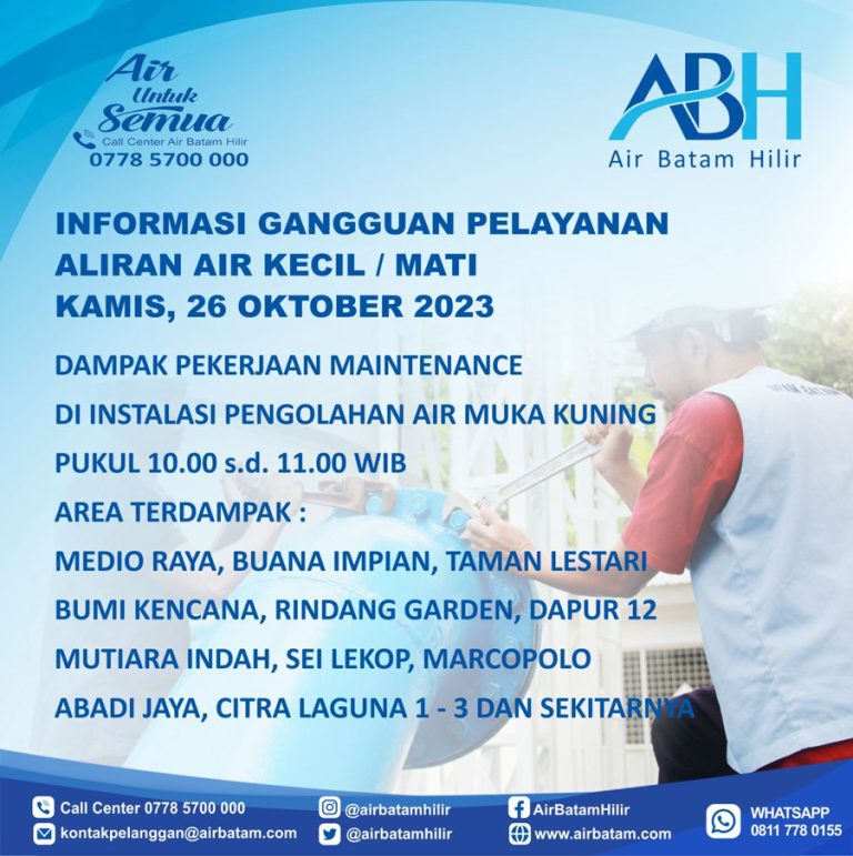 Info Air Pagi Ini, Kamis, 26 Oktober 2023