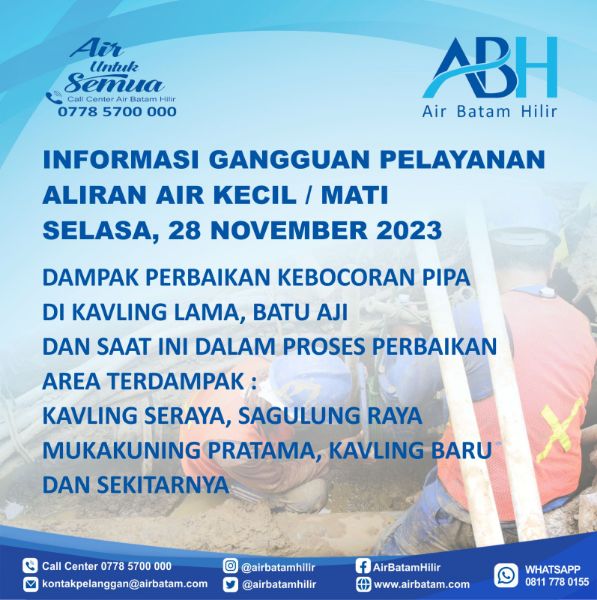 Pipa Air Bocor di Kavling Lama Batuaji, Ini Area Terdampak Pasokan Air