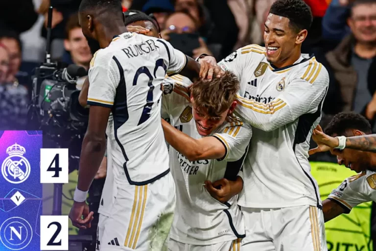 Sempat Tertinggal, Real Madrid Akhirnya Tekuk Napoli dengan Skor 4-2
