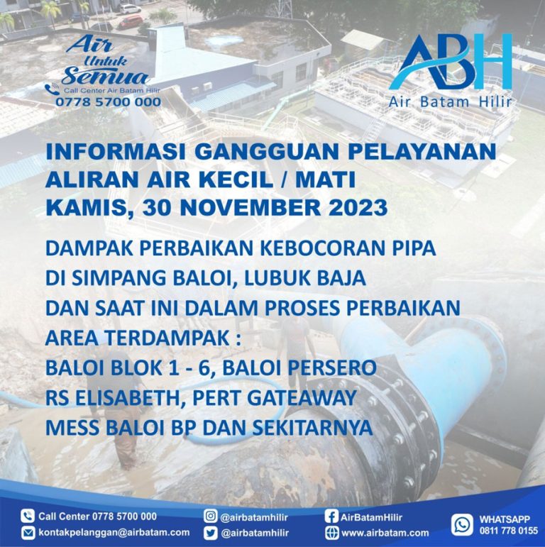 Perbaikan Pipa di Baloi masih Dilakukan