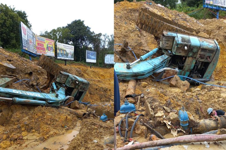 Hujan Deras, Ekskavator Tumbang, Kenai Pipa Air, Patah!