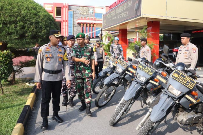 Ciptakan Pemilu Damai, Polres-TNI AL dan AD serta Brimob Gelar Apel Kontijensi