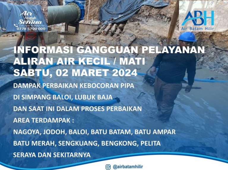 Ada Perbaikan Kebocoran Pipa Air  600mm di Simpang Baloi
