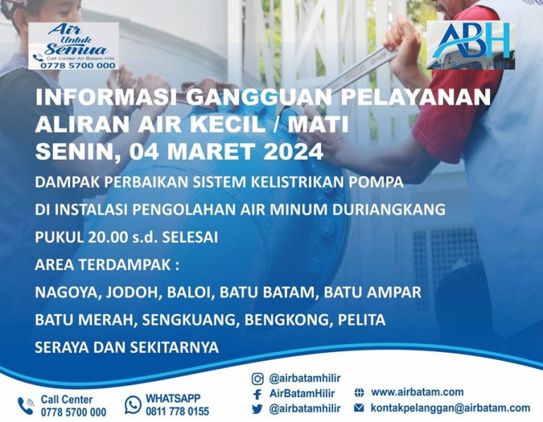 Kawasan Terdampak Perbaikan Sistem Kelistrikan Pompa di Duriangkang