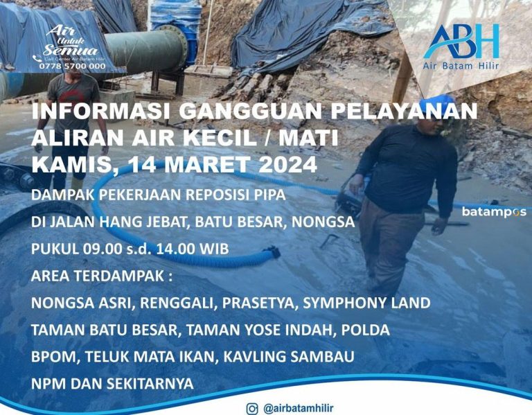 Kamis Pagi, Ada Pekerjaan Reposisi Pipa Air di Jalan Hang Jebat, Batu Besar