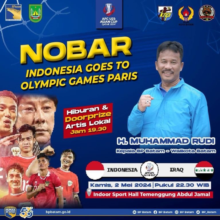 BP Batam dan Pemko Batam Gelar Nobar Timnas Indonesia vs Irak di Indoor Sport Hall Temenggung Abdul Jamal Batam