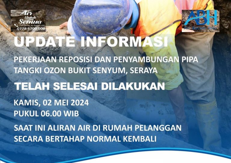 Relokasi dan Penyambungan Pipa di Tangki Ozon Selesai