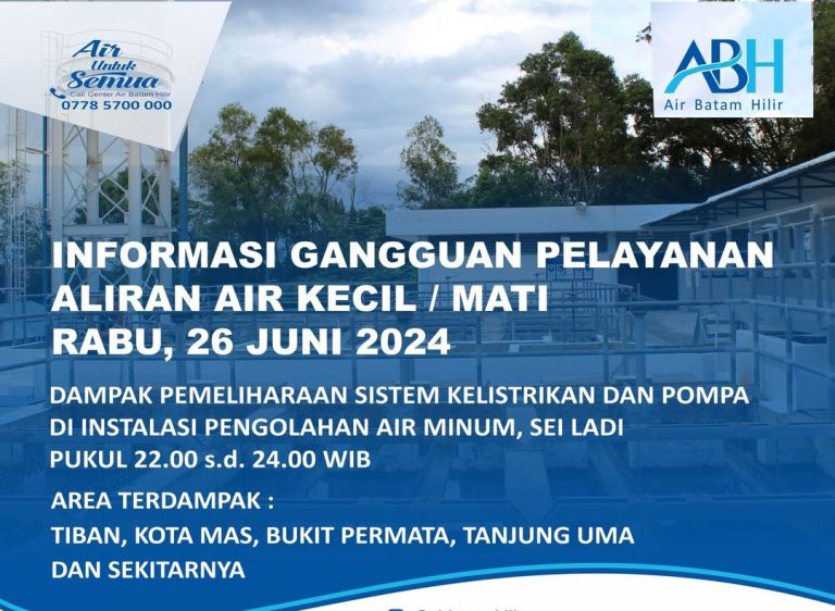 Pemeliharaan Listrik di IPA Sei Ladi, Berikut Info bagi Pelanggan Terdampak