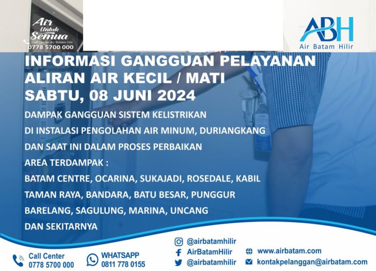 Cek Daerah Terdampak Perbaikan Listrik di IPA Duriangkang