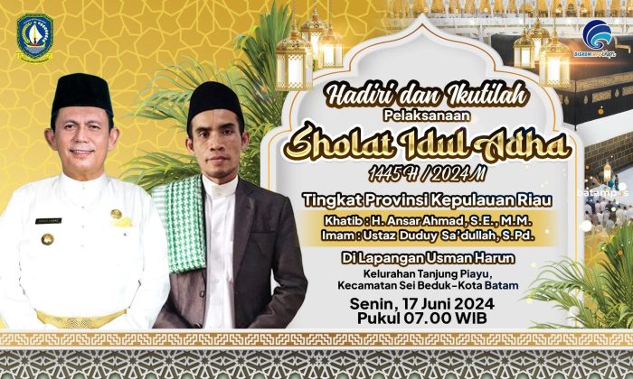 Gubernur Ansar Ahmad Akan Menjadi Khatib Sholat Idul Adha di Batam