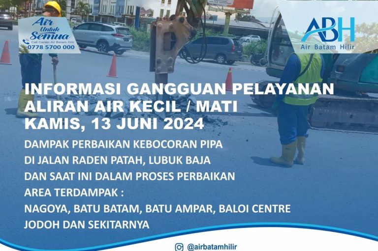 Kawasan Jodoh dan Nagoya, Ada Perbaikan Pipa Air 500 mm