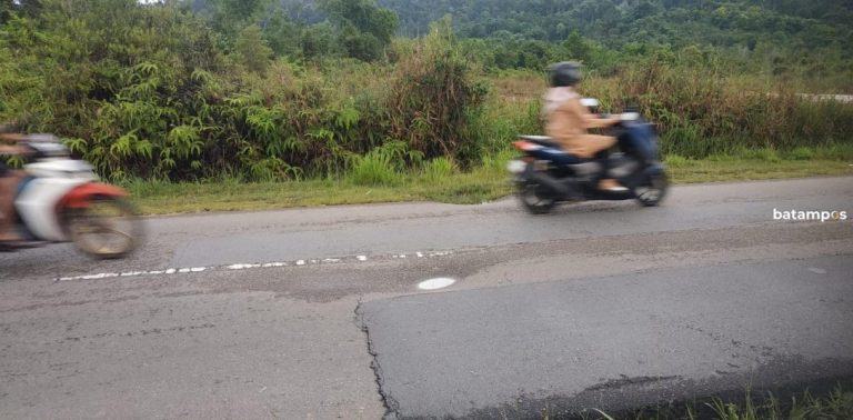 Cekungan Jalan di Jalan Nusantara Km 22 arah Kijang, Bintan Dikeluhkan Warga