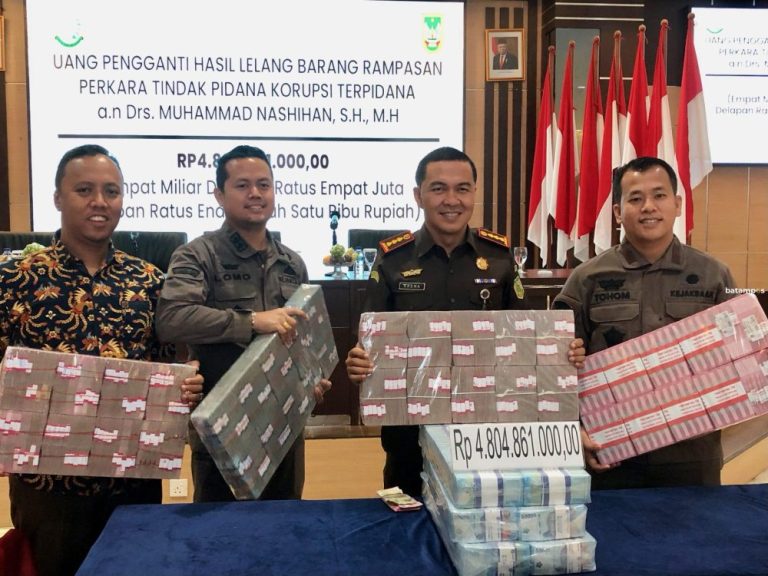Pemko Batam Terima Rp 4,8 Miliar Uang Pengganti Aset Korupsi Muhammad Nashihan