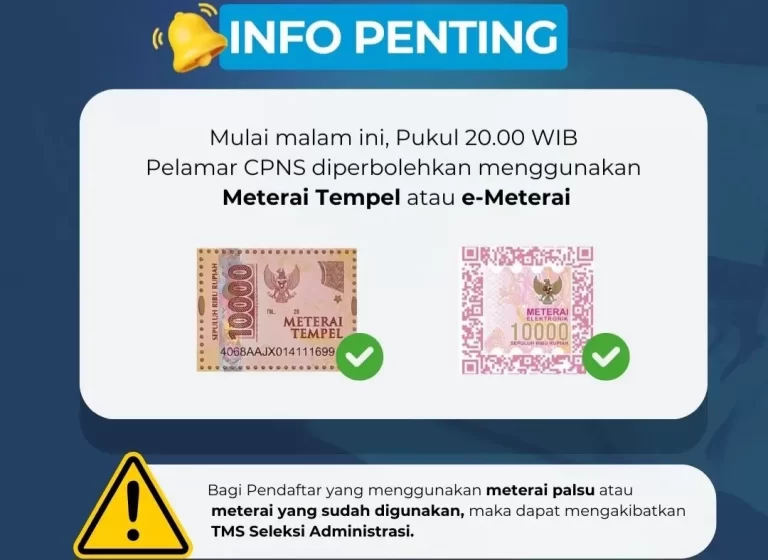 E-Meterai Sulit Diakses, BKN Akhirnya Bolehkan Pelamar CPNS 2024 Gunakan Meterai Tempel