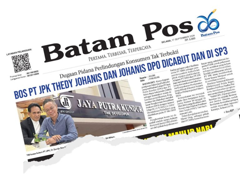 Dugaan Pidana Perlindungan Konsumen Tak Terbukti, Bos PT JPK Thedy Johanis dan Johanis DPO Dicabut dan di SP3