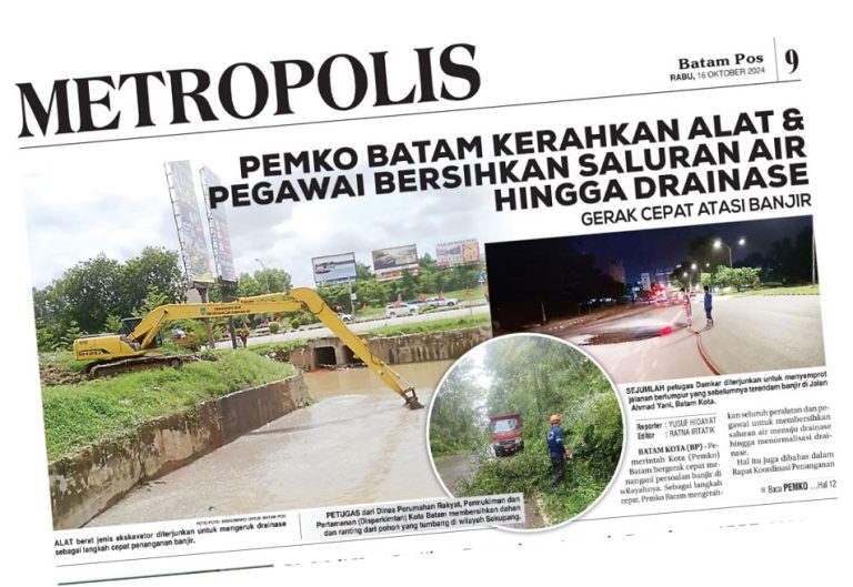 Pemko Batam Kerahkan Alat & Pegawai untuk Membersihkan Saluran Air