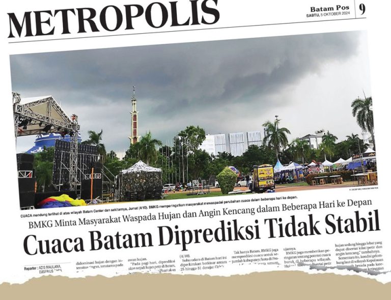 Cuaca Batam Diprediksi Tidak Stabil