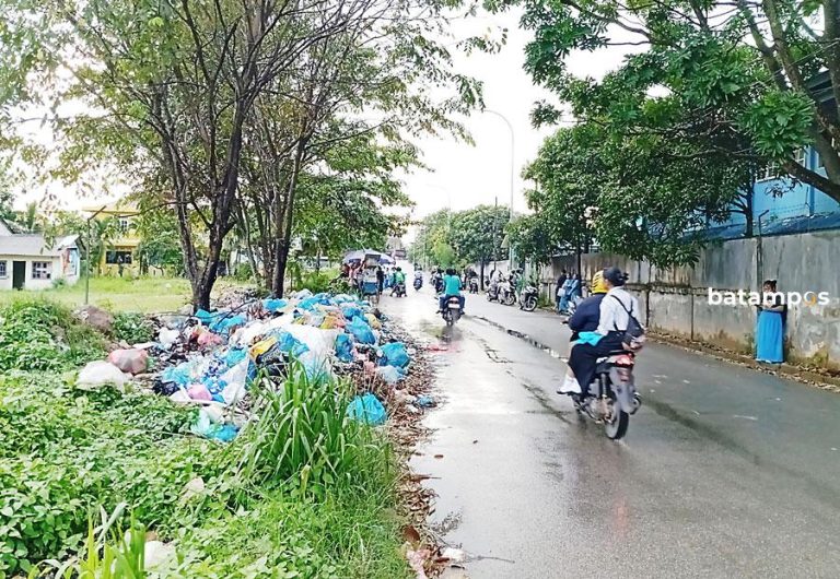 Sampah Menumpuk  di Depan  SMAN 5 Batam, Warga dan Siswa Keluhkan Bau Busuk