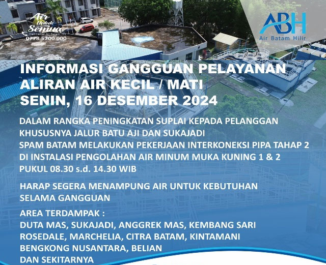 Pekerjaan Interkoneksi Pipa Tahap II: ABHi Imbau Pelanggan Bersiap, Cek WIlayah Terdampak di Sini