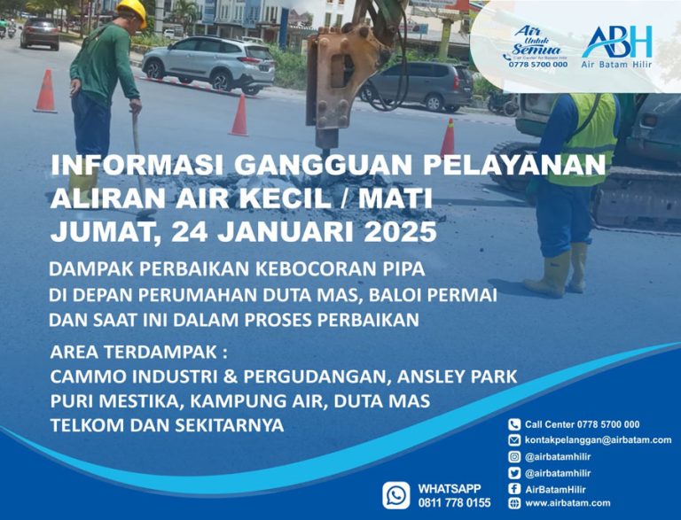 Ada Perbaikan Pipa Bocor, Berikut Area Terdampak