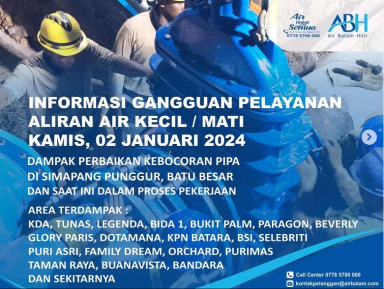 Ada Perbaikan Pipa DN 800mm di Simpang Punggur, Suplai Air Bersih Terganggu, Cek Wilayah Terdampak …