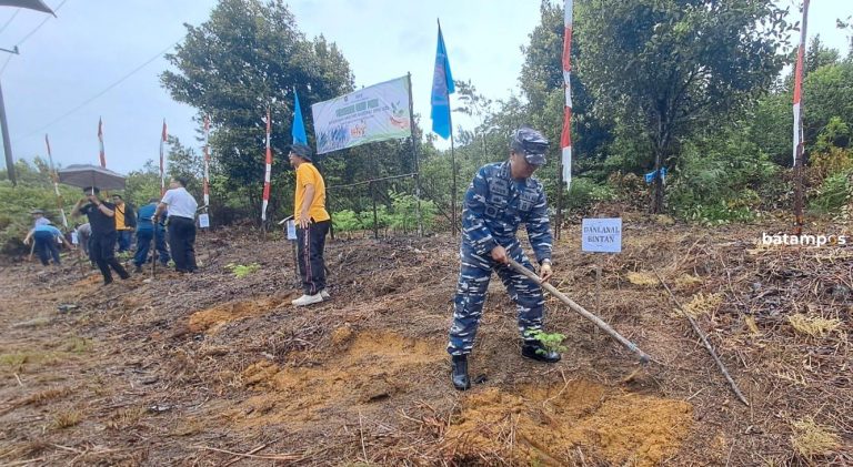 Hujan Tak Surutkan Semangat PWI Bintan Tanam Pohon di Lome, Toapaya
