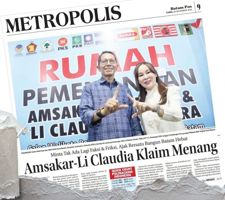 Siang Ini, Amsakar-Li Claudia pun akan Dilantik Sebagai Kepala dan Wakil Kepala BP Batam