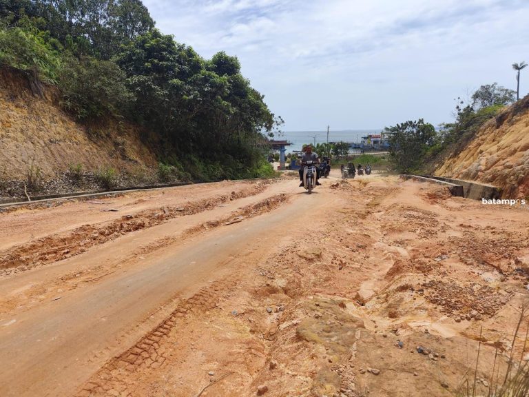 Warga Keluhkan Akses Jalan ke Pelabuhan Roro Penarik Kabupaten Lingga Rusak Parah